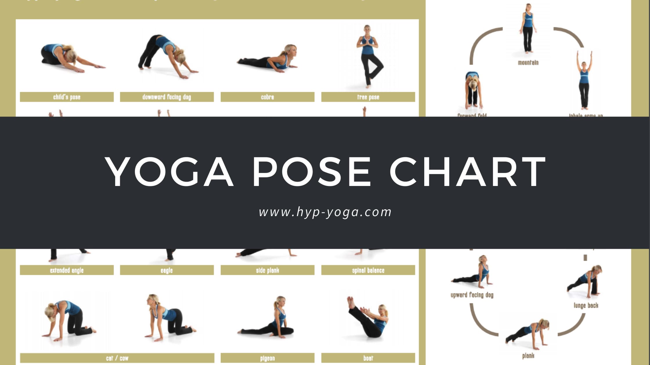 yoga pose chart with sun salutations from hyp-yoga.com